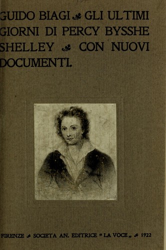 Cover for Gli ultimi giorni di Percy Bysshe Shelley