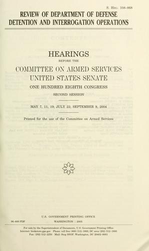 Cover for Review of Department of Defense detention and interrogation operations