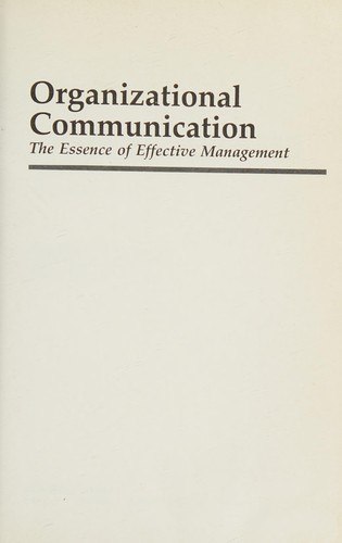 Cover for Organizational communication