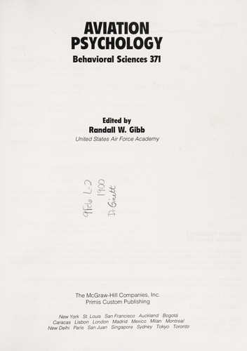 Cover for Aviation Psychology (Behavioral Science 371)