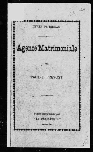 Cover for Agence matrimoniale