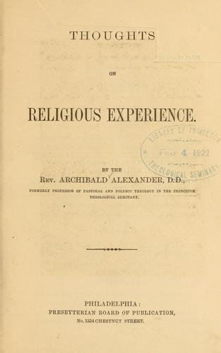 Cover for Thoughts on religious experience