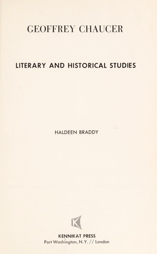 Cover for Geoffrey Chaucer: literary and historical studies.