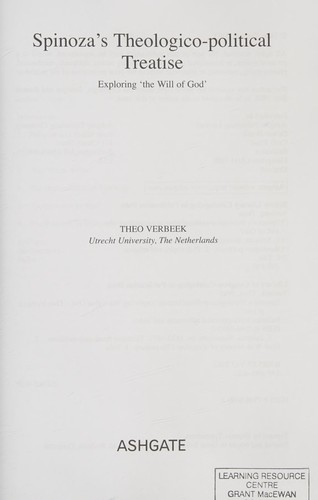 Cover for Spinoza's Theologico-political treatise