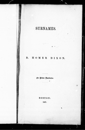 Cover for Surnames