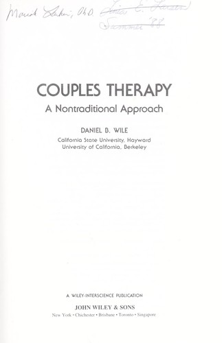 Cover for Couples therapy, a nontraditional approach