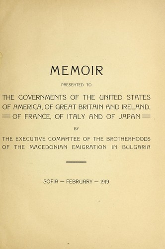 Cover for Memoir presented to the governments of the United States of America, of Great Britain and Ireland, of France, of Italy and of Japan