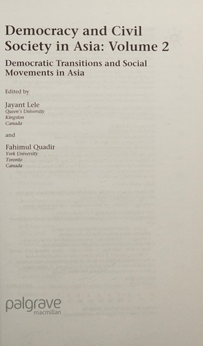 Cover for Democracy and civil society in Asia