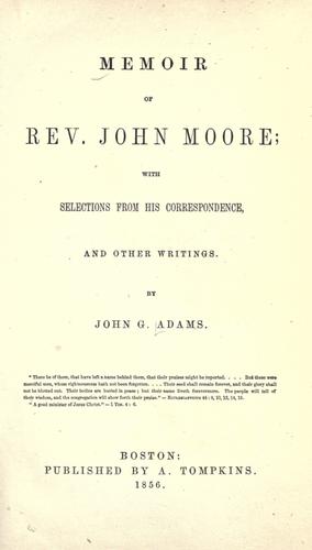 Cover for Memoir of Rev. John Moore