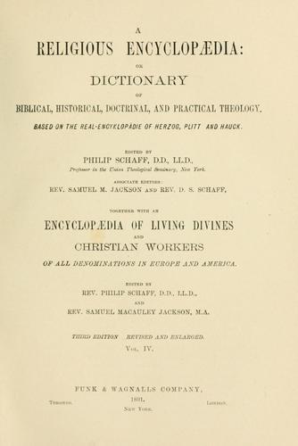 Cover for A religious encyclopaedia: or dictionary of Biblical, historical, doctrinal, and practical theology.