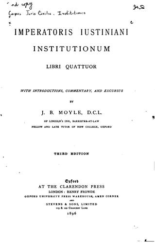 Cover for Imperatoris Iustiniani Institutionum libri quattuor