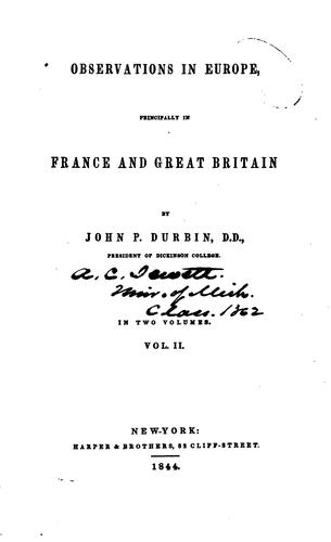 Cover for Observations in Europe