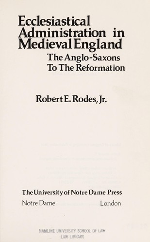 Cover for Ecclesiastical administration in medieval England
