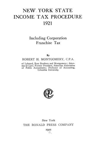Cover for New York state income tax procedure, 1921