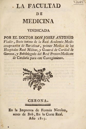 Cover for La Facultad de Medicina vindicada