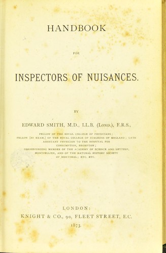 Cover for Handbook for inspectors of nuisances