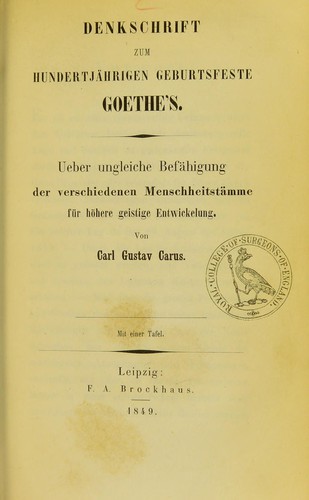 Cover for Denkschrift zum hundertjährigen Geburtsfeste Goethe's
