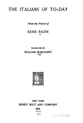 Cover for The Italians of to-day