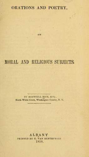 Cover for Orations and poetry, on moral and religious subjects.