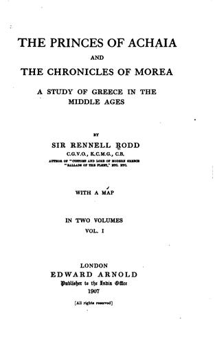 Cover for The princes of Achaia and the Chronicles of Morea