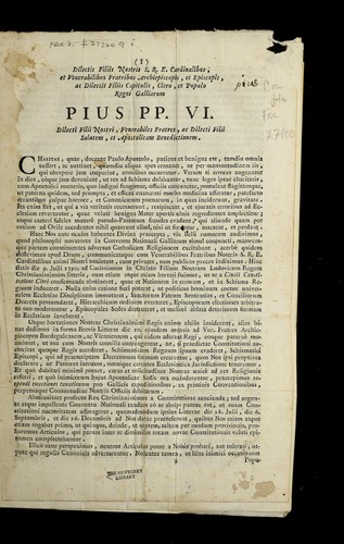Cover for Dilectis filiis nostris S.R.E. cardinalibus, et venerabilibus fratribus archiepiscopis, et episcopis, ac dilectis filiis capitulis, clero, et populo regni galliarum