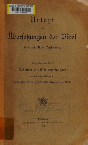 Cover for Urtert und übersetzungen der Bibel in übersichtlicher Darstellung