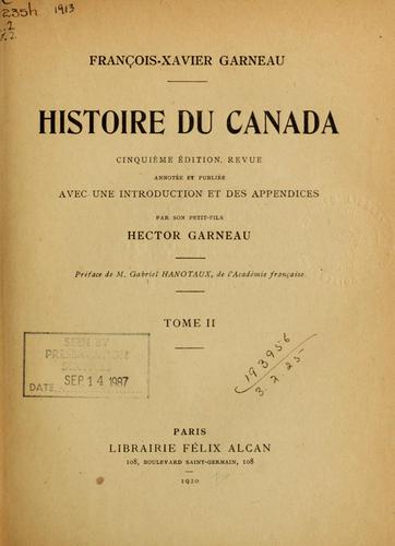 Cover for Histoire du Canada