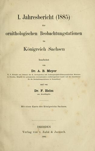 Cover for Jahresbericht der ornithologischen Beobachtungstationen im Königreich Sachsen ...