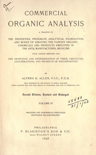 Cover for introduction to the practice of commercial organic analysis