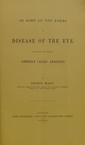 Cover for On some of the forms of disease of the eye, constituting the condition commonly called amaurosis