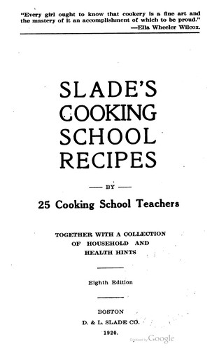 Cover for Slade's Cooking School Recipes