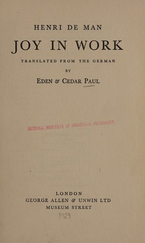 Cover for Joy in work
