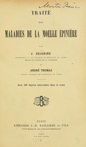 Cover for Traité des maladies de la moelle épinière