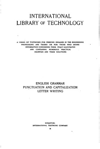 Cover for English Grammar, Punctuation and Capitalization, Letter Writing.