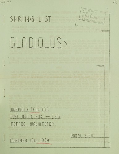 Cover for Gladiolus, spring list