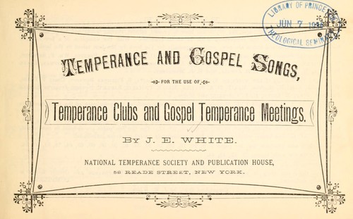 Cover for Temperance and gospel songs