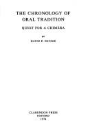 Cover for The chronology of oral tradition