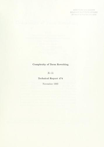 Cover for Complexity of term rewriting.