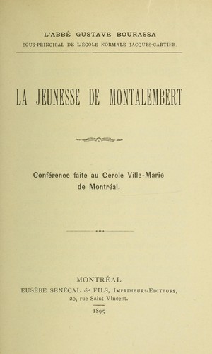 Cover for La jeunesse de Montalembert