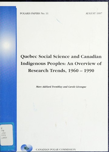 Cover for Quebec social science and Canadian indigenous peoples