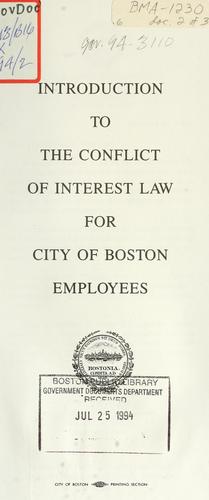 Cover for Introduction to the conflict of interest law for city of Boston employees