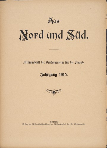 Cover for Aus Nord und Süd: Missionsblatt der Brüdergemeine für die Jugend