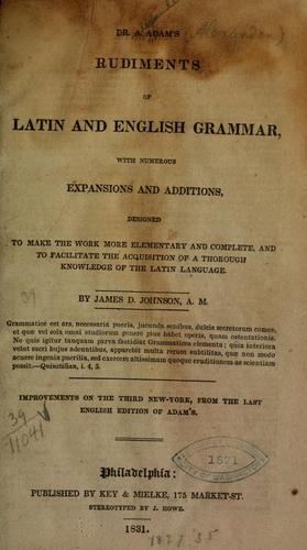 Cover for Dr. A. Adam's Rudiments of Latin and English grammar
