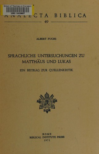 Cover for Sprachliche Untersuchungen zu Matthäus und Lukas.