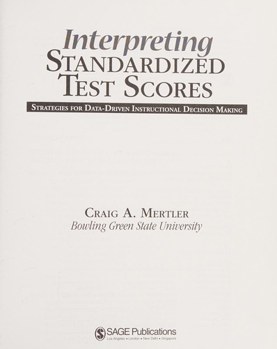 Cover for Interpreting standardized test scores