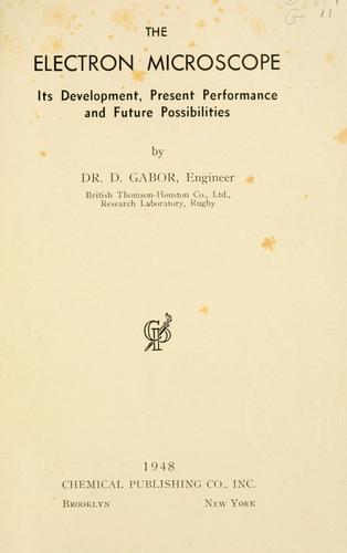 Cover for The electron microscope