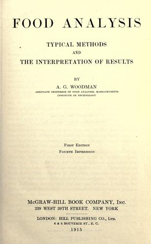 Cover for Food analysis