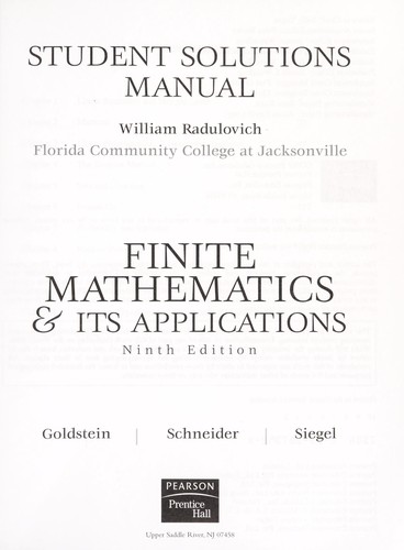 Cover for Student's solutions manual [to accompany] finite mathematics & its applications, 9th ed