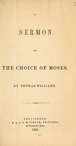 Cover for A sermon on the choice of Moses