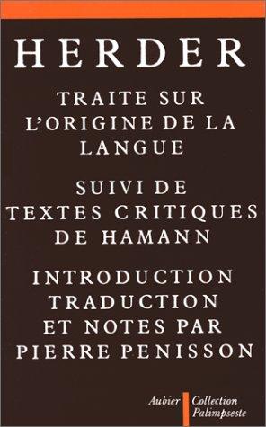 Cover for Traité sur l'origine de la langue